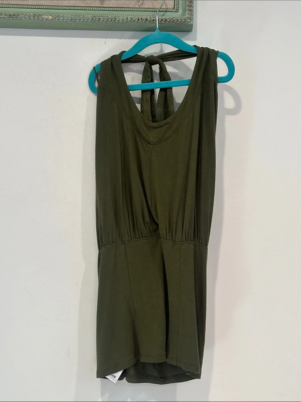 Free People Olive halter neck Green Tank Top with Tie Back medium women’s new